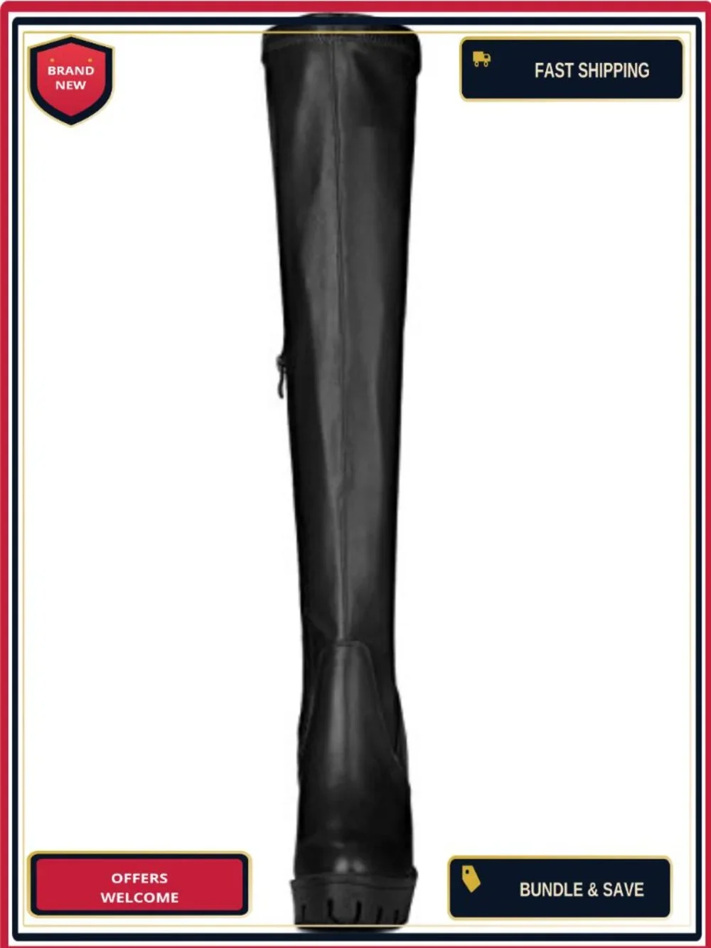 Faux Leather Over Knee High Chunky Heel Platform Boots Women Zip
